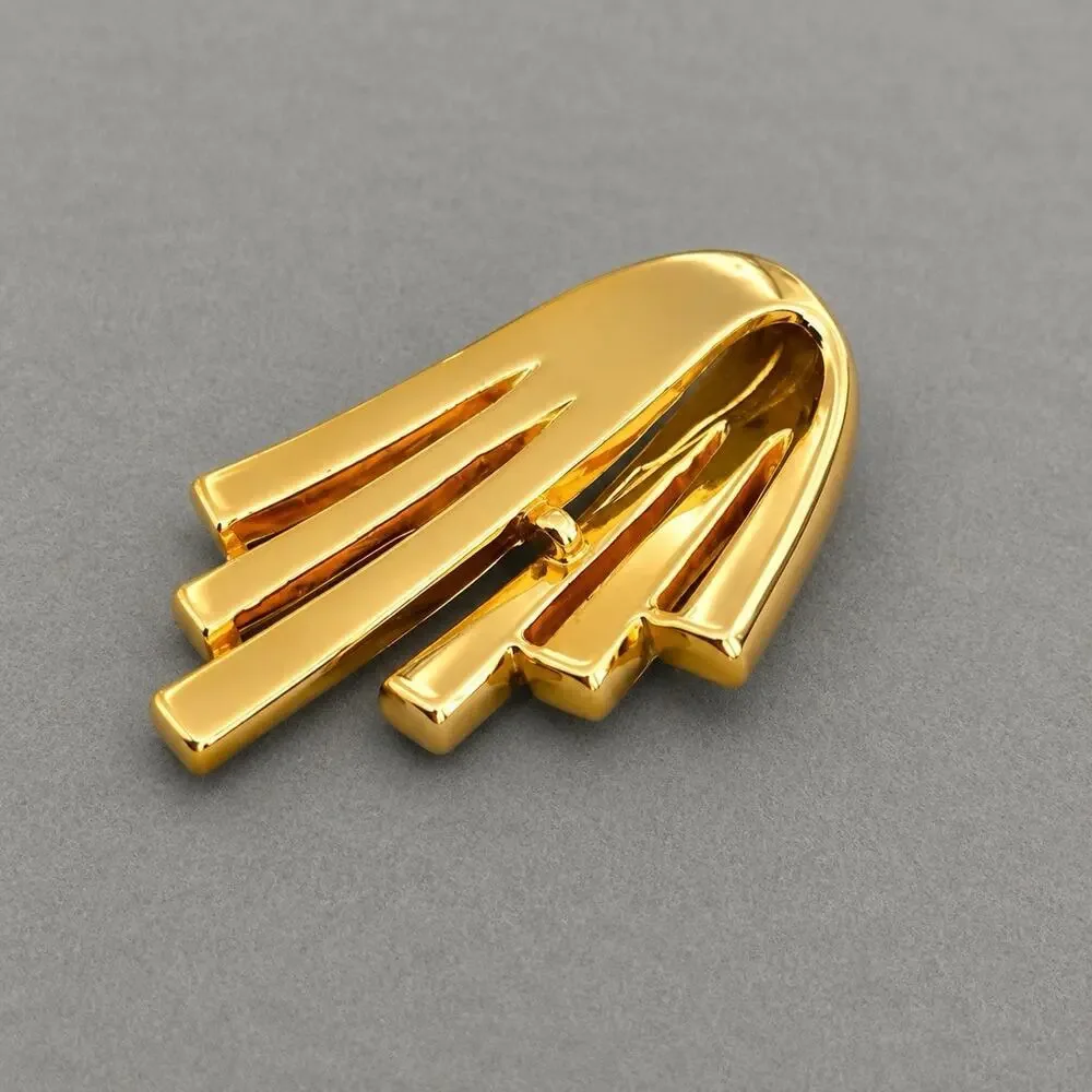 Vintage Gold Tone Rhinestone Pendant Slide Art Deco Style Channel Set 1.5